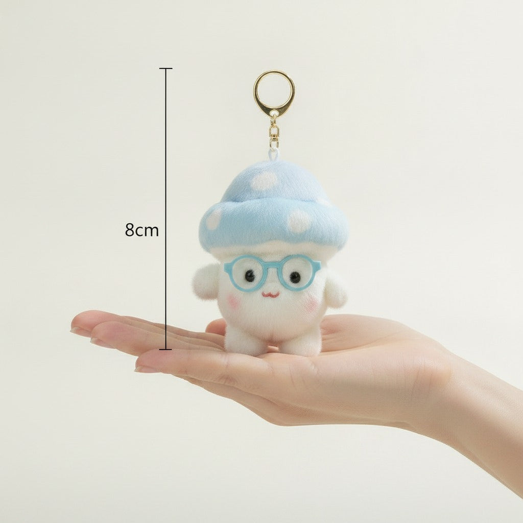 Cute Mushroom Plush Keychain with Glasses – novelty & toys (view 3)