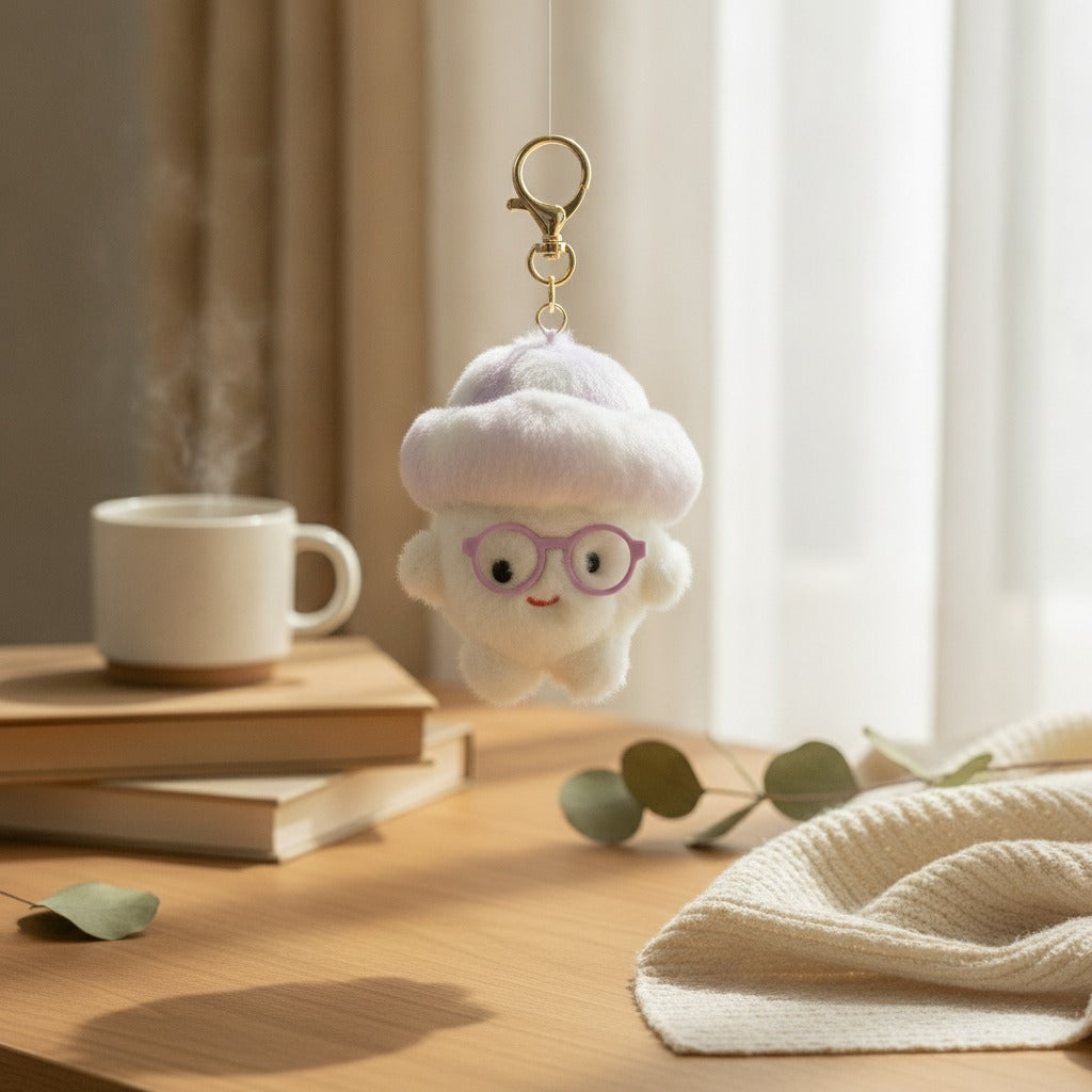 Fuzzy Plush Glasses Keychain – novelty & toys (view 2)