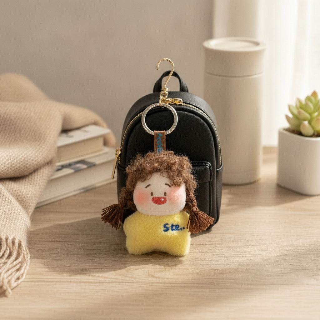 Cute Plush Girl Doll Keychain – novelty & toys (view 2)