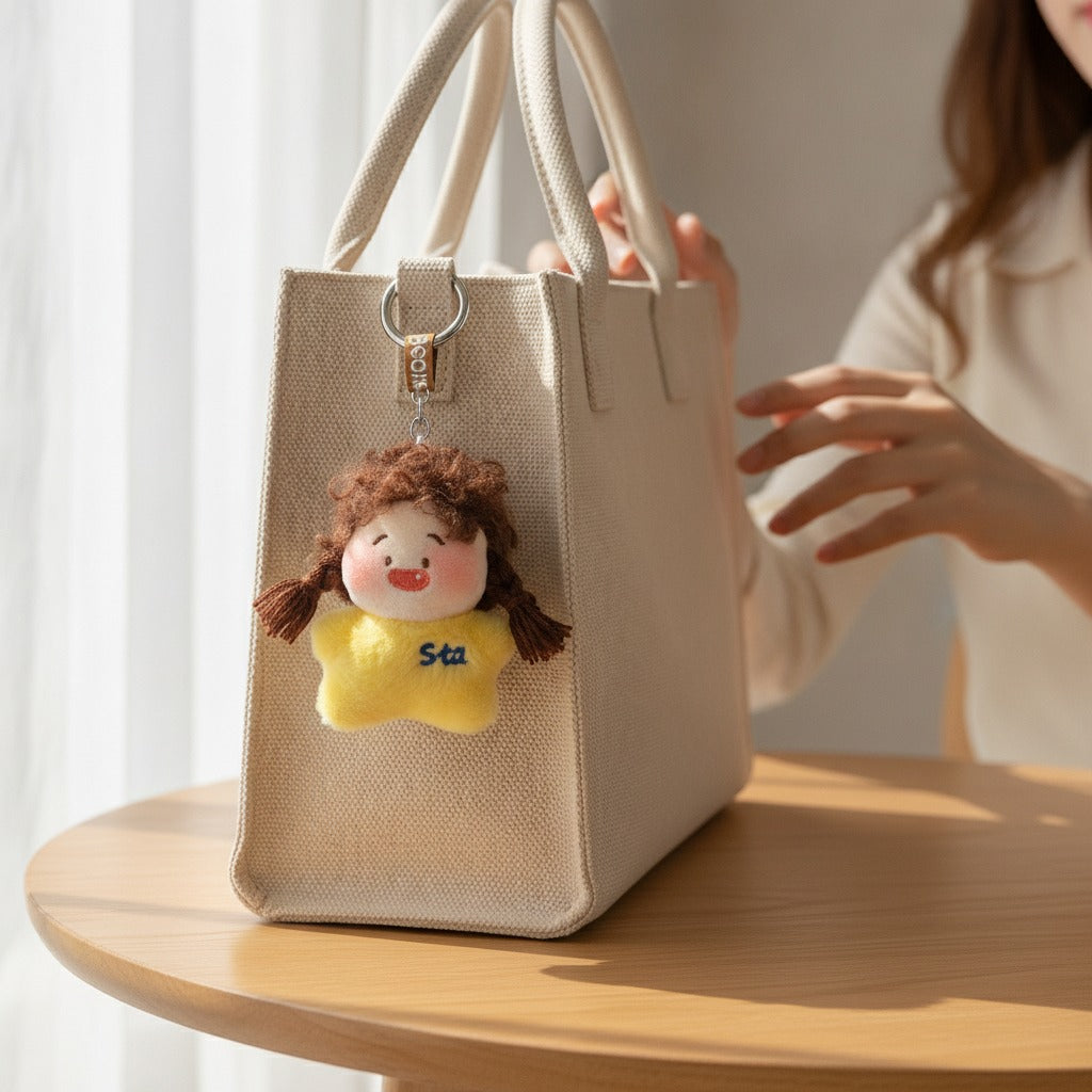 Cute Plush Girl Doll Keychain – novelty & toys