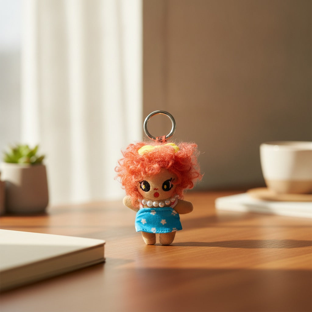 Charming Curly Hair Doll Keychain – novelty & toys (view 2)