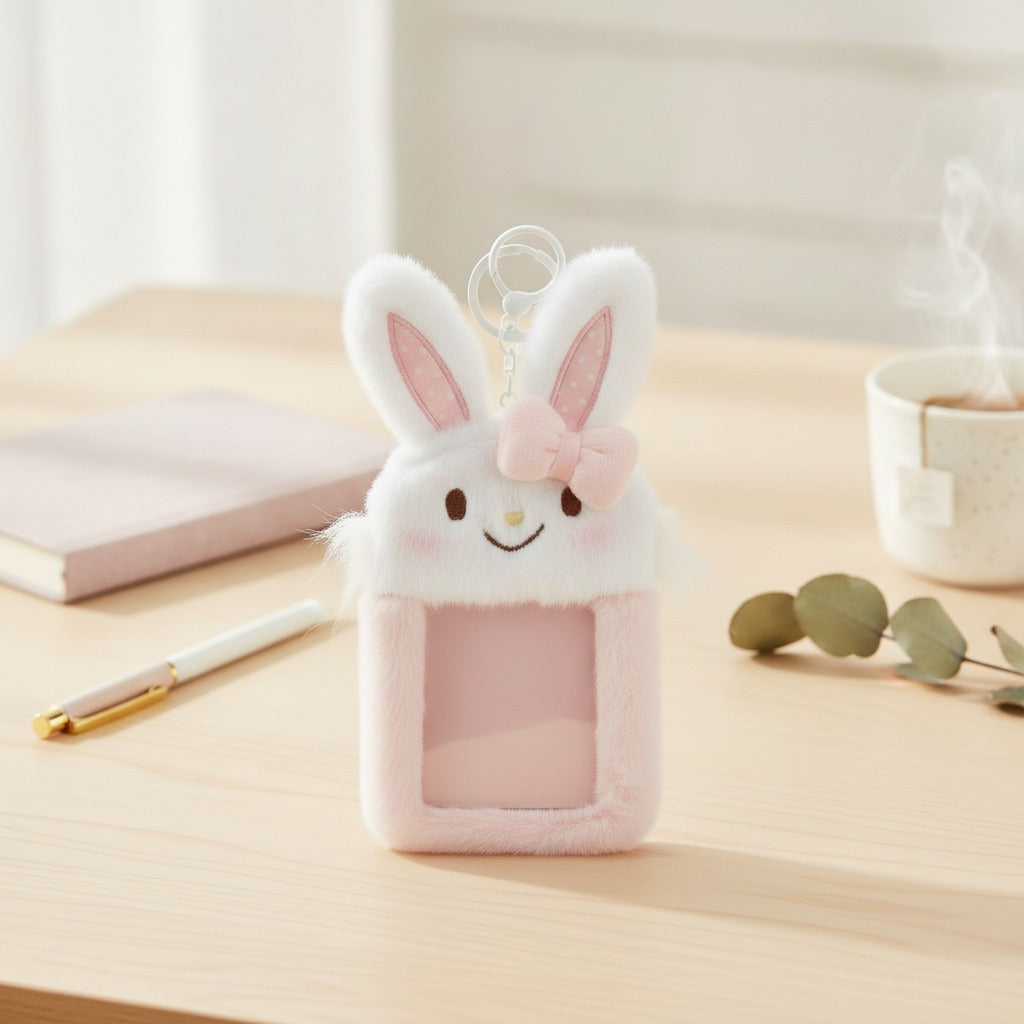Fluffy Bunny Photo Card Holder Keychain – novelty & toys (view 2)