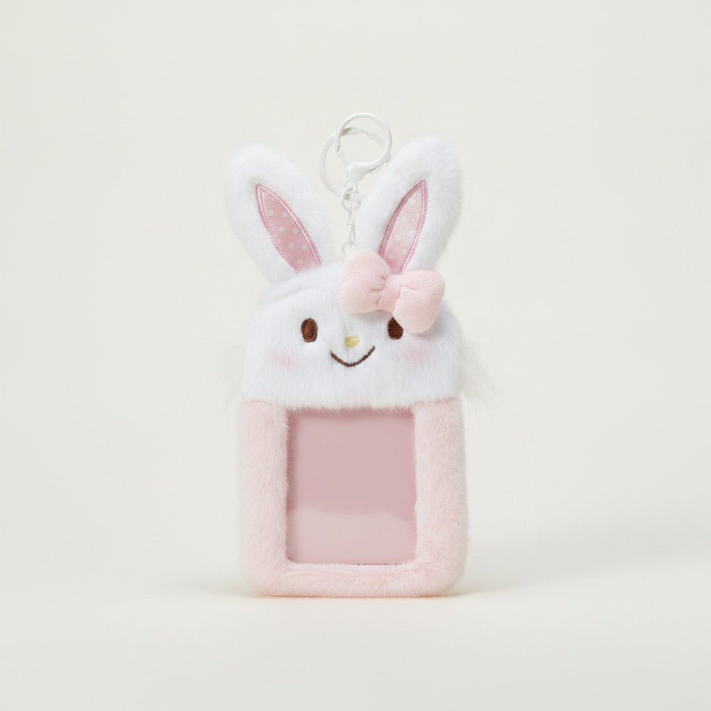 Fluffy Bunny Photo Card Holder Keychain – novelty & toys (view 1)