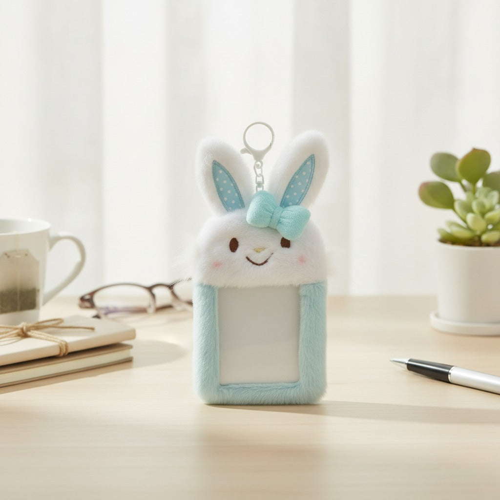 Fluffy Bunny Card Holder Keychain – novelty & toys (view 2)
