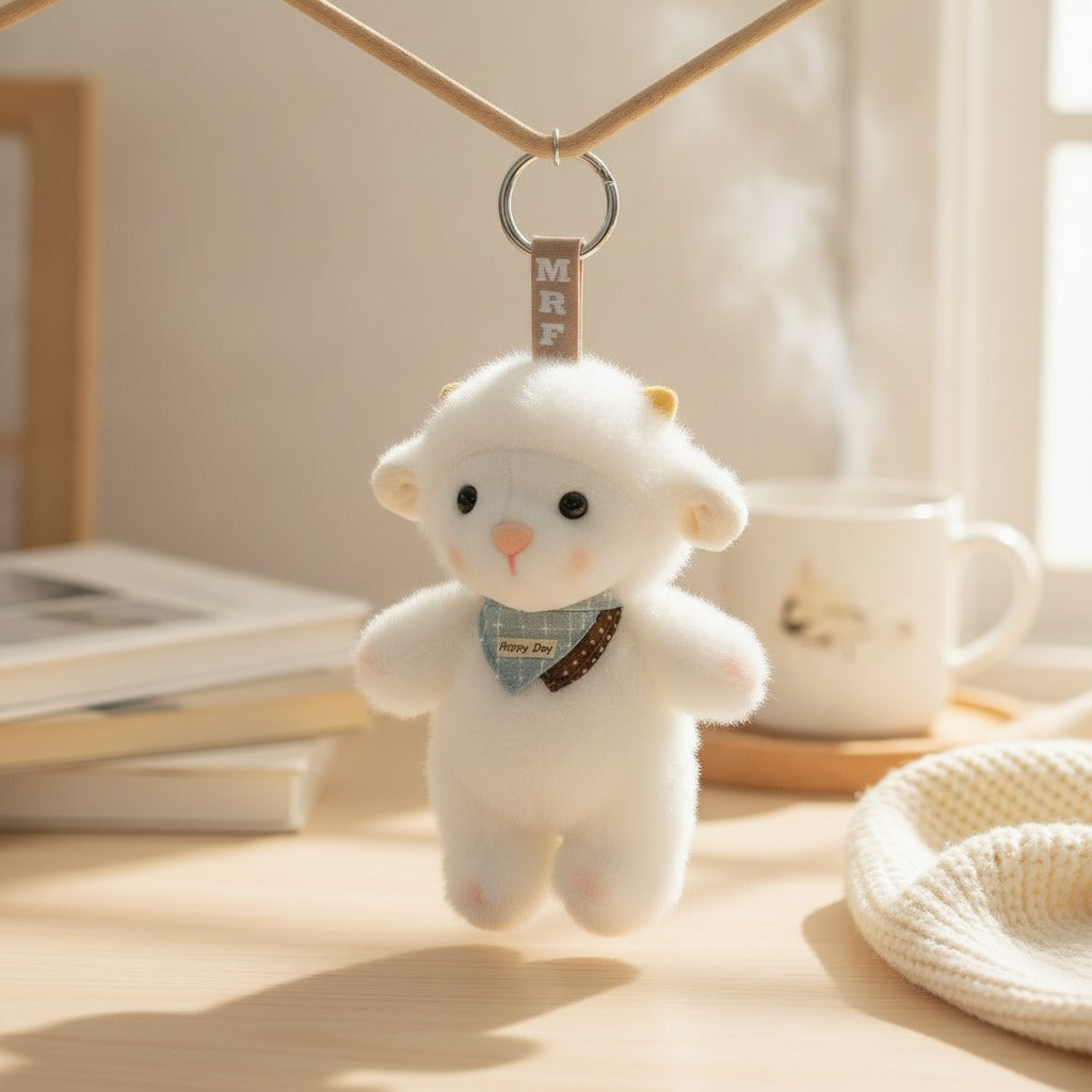Cute Lamb Plush Keychain Charm – novelty & toys (view 2)