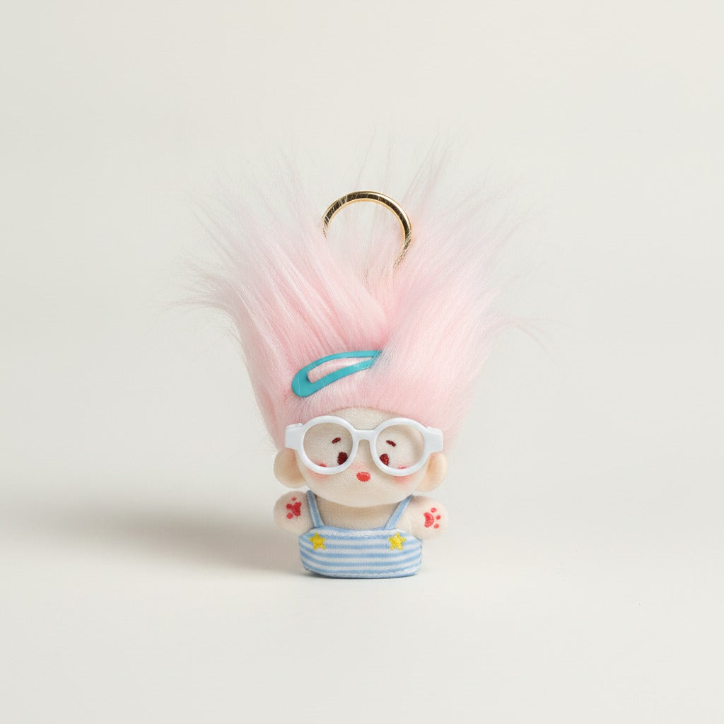 Fluffy Hair Glasses Plush Keychain – novelty & toys (view 1)