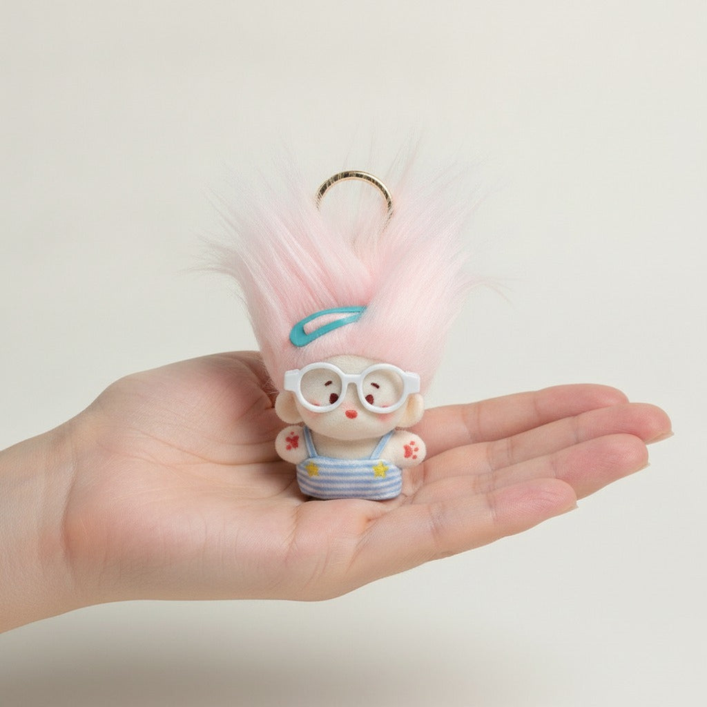 Fluffy Hair Glasses Plush Keychain – novelty & toys (view 3)
