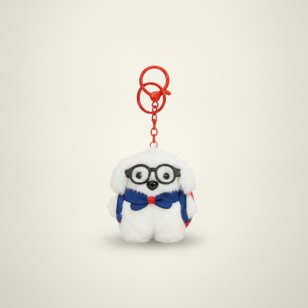 Fluffy Dog Keychain with Glasses – novelty & toys (view 1)