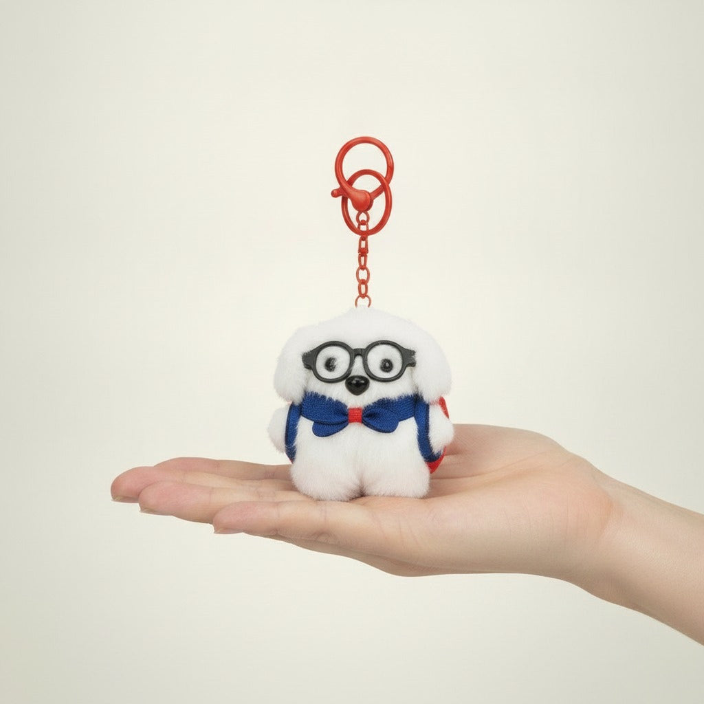 Fluffy Dog Keychain with Glasses – novelty & toys (view 3)