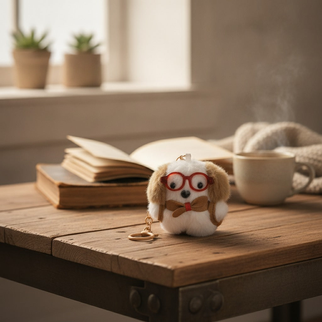 Plush Dog Keychain with Glasses – novelty & toys (view 2)