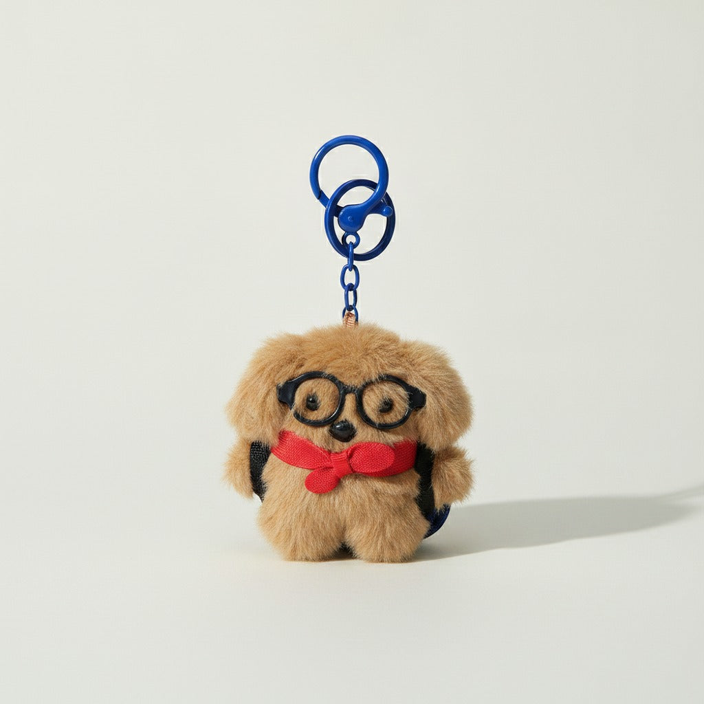 Fluffy Nerdy Dog Keychain Charm – novelty & toys (view 1)