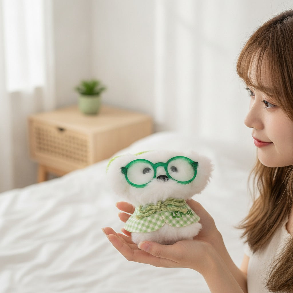 Adorable Fluffy Plush Toy with Glasses – novelty & toys