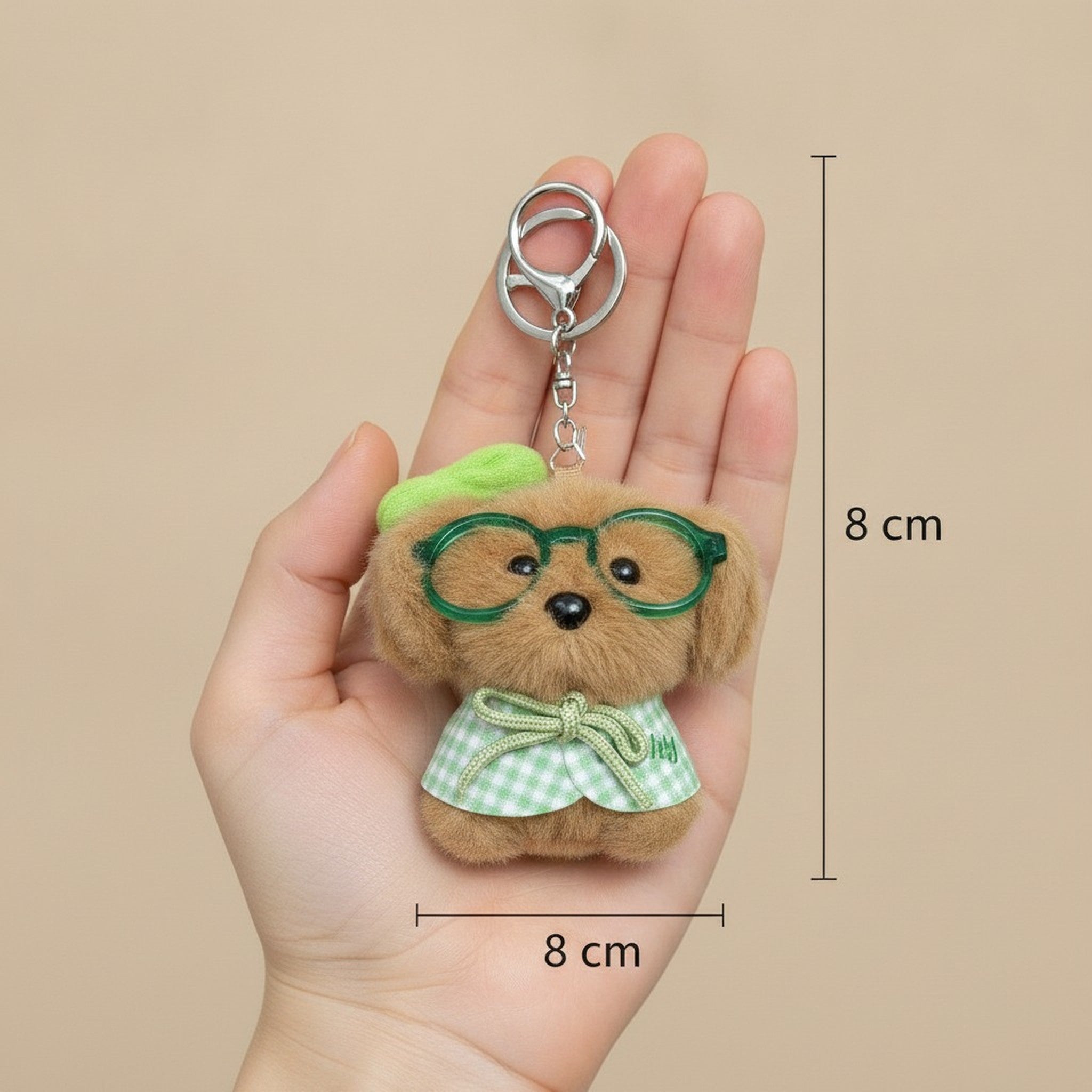 Adorable Puppy Plush Keychain with Glasses – novelty & toys (view 3)