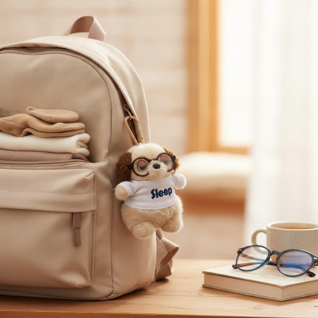 Sleepy Dog Plush Keychain with Glasses – novelty & toys (view 2)