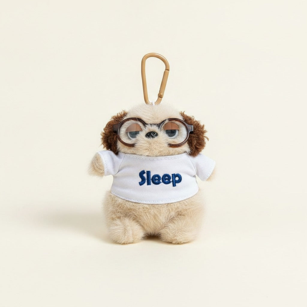 Sleepy Dog Plush Keychain with Glasses – novelty & toys (view 1)