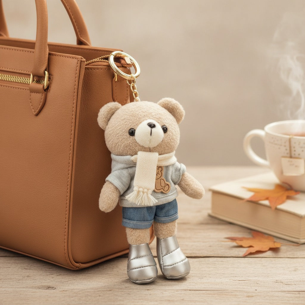 Cute Teddy Bear Plush Keychain – novelty & toys (view 2)