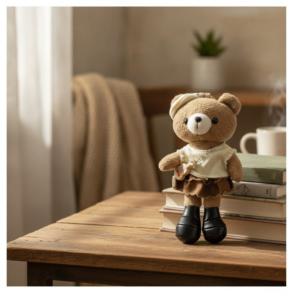Cute Teddy Bear Guitar Plush Keychain – novelty & toys (view 2)