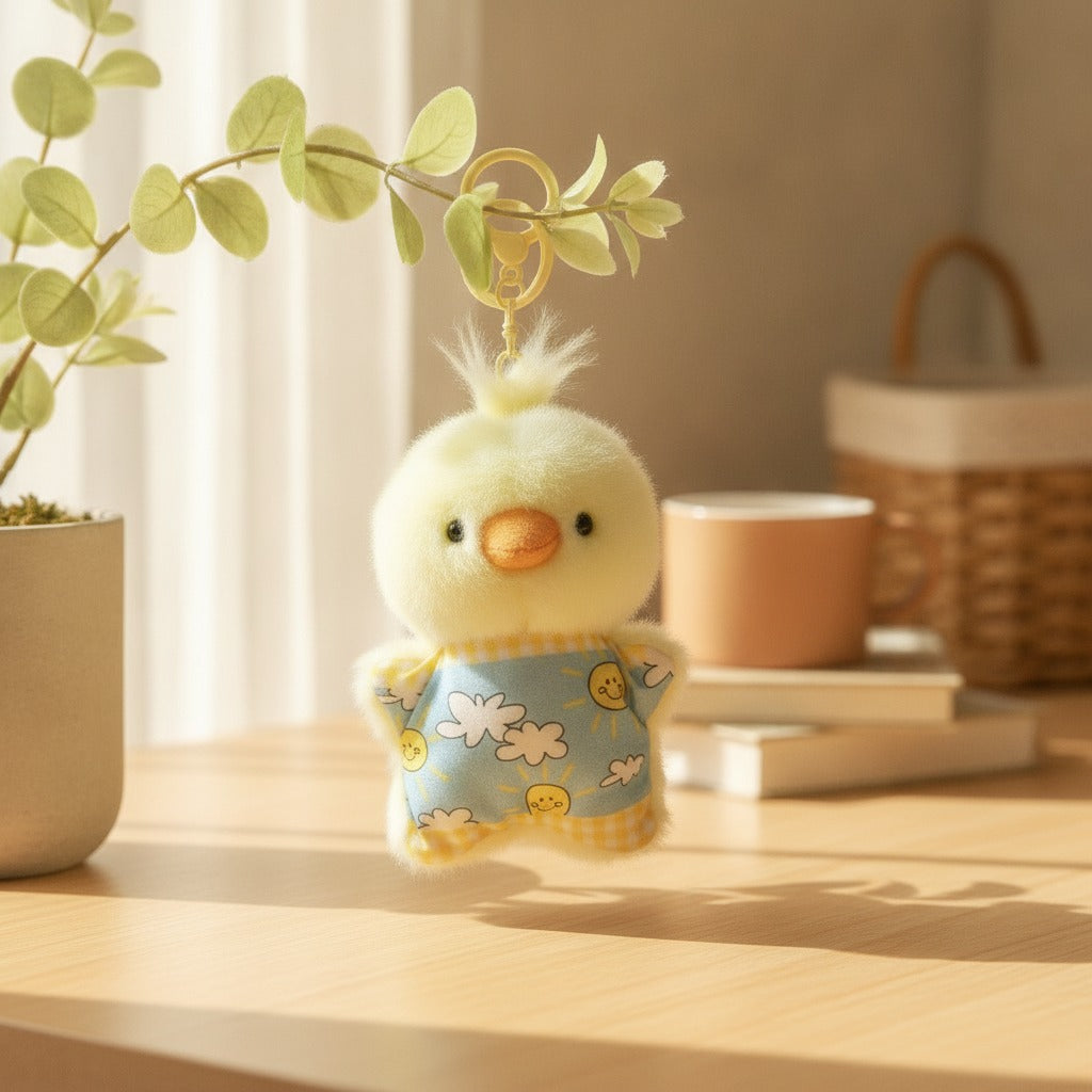 Cute Fluffy Chick Plush Keychain – novelty & toys (view 2)