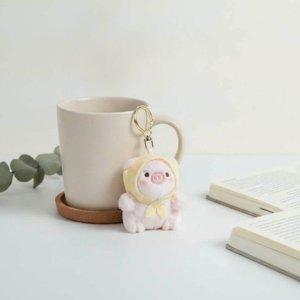 Charming Piggy Headscarf Plush Keychain – novelty & toys (view 2)