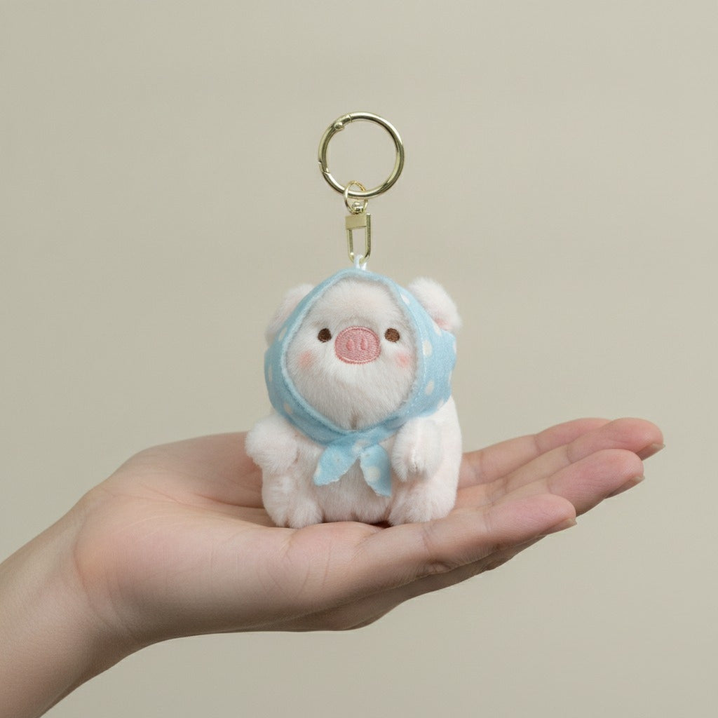 Cute Plush Piggy Scarf Keychain – novelty & toys (view 3)