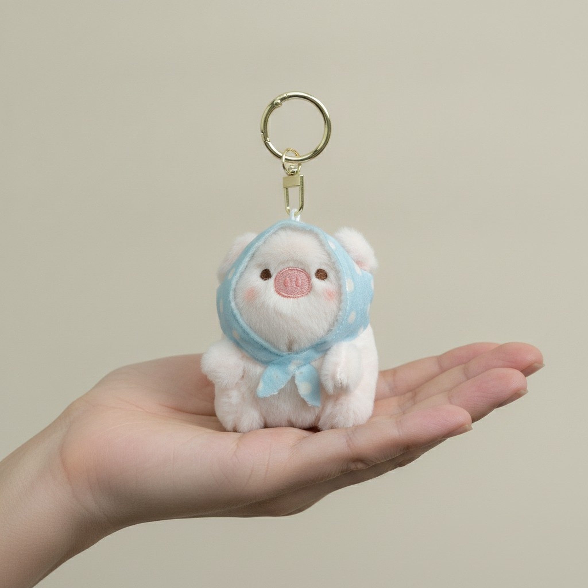Cute Plush Piggy Scarf Keychain – novelty & toys (view 3)