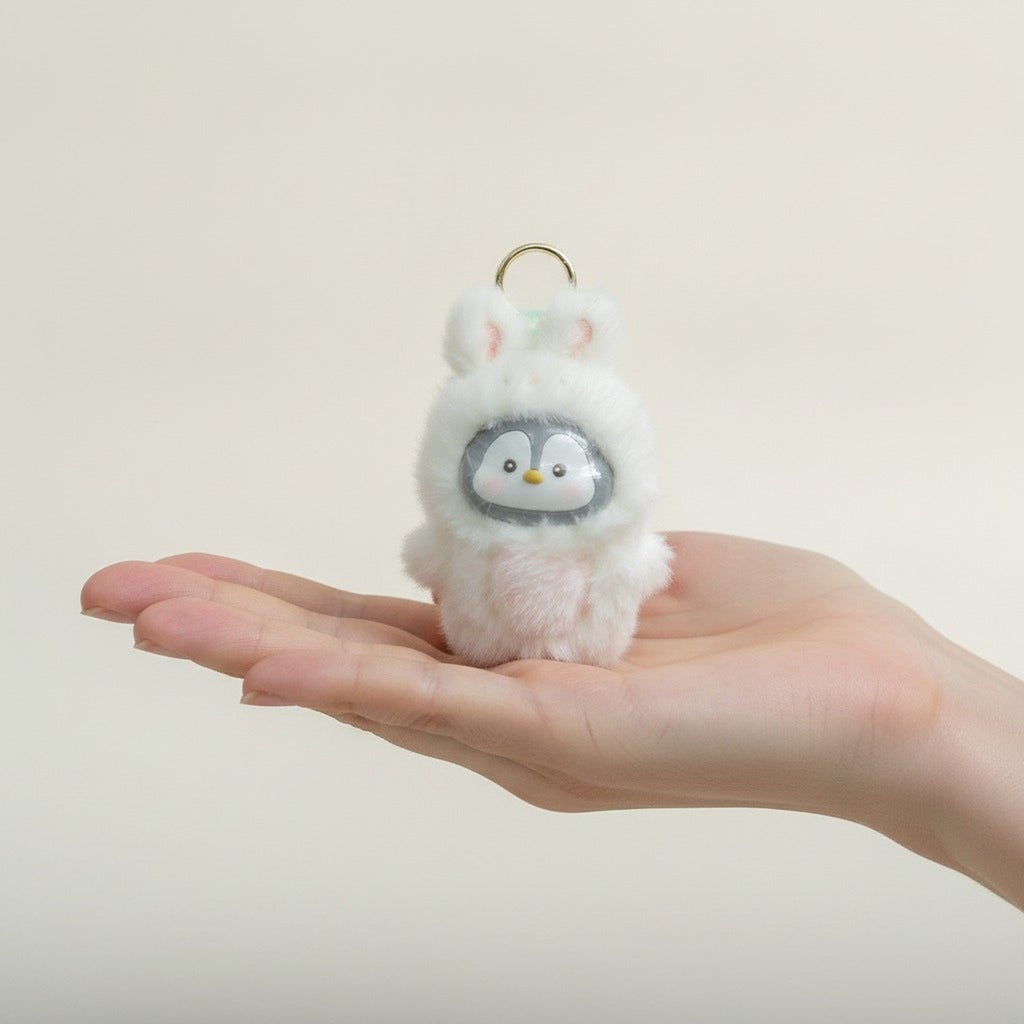 Cute Fluffy Penguin Bunny Keychain – novelty & toys (view 3)