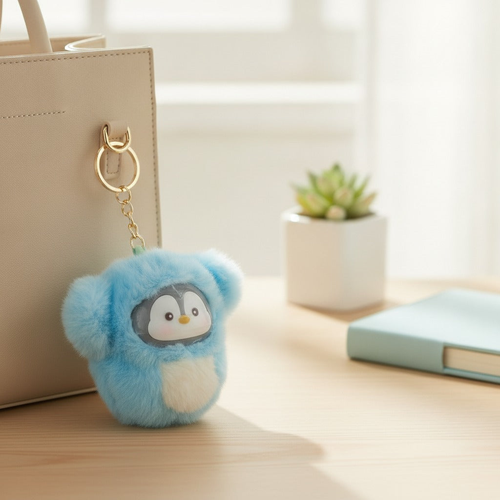 Cute Fluffy Penguin Keychain Charm – novelty & toys (view 2)