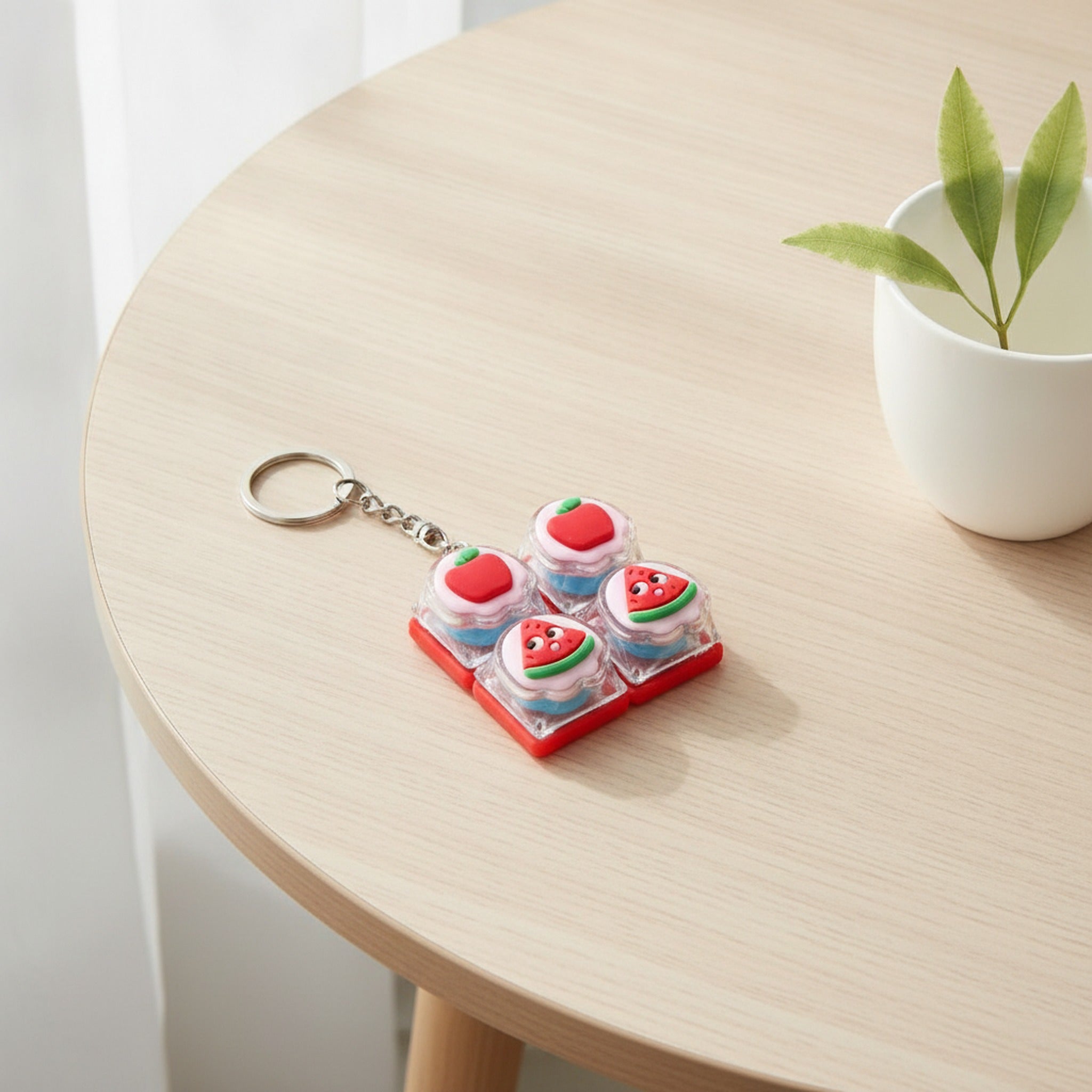 Apple & Watermelon Keycap Keychain