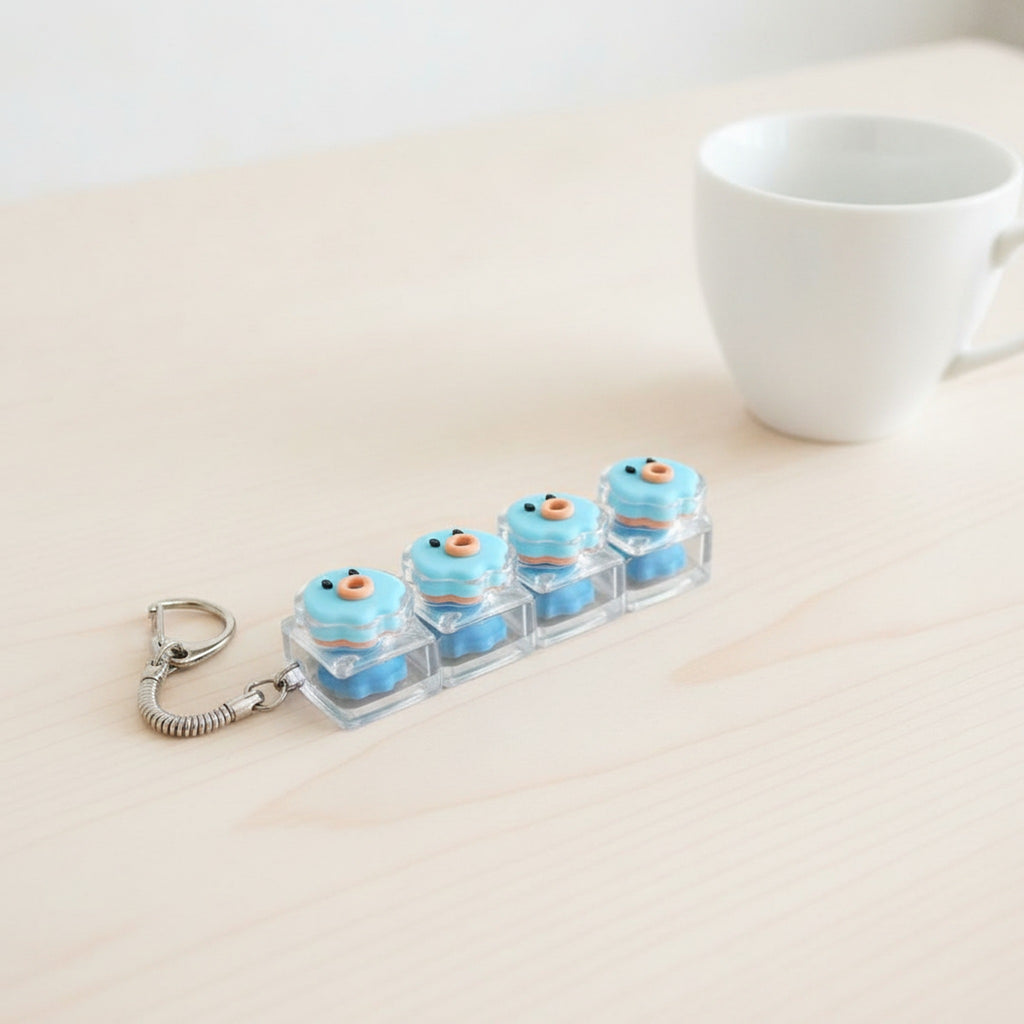 Blue Chick Keycap Keychain