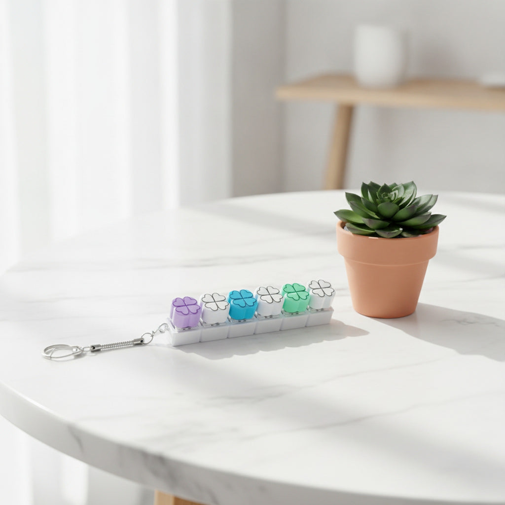 Clover Keycap Bar Keychain - Purple & Blue