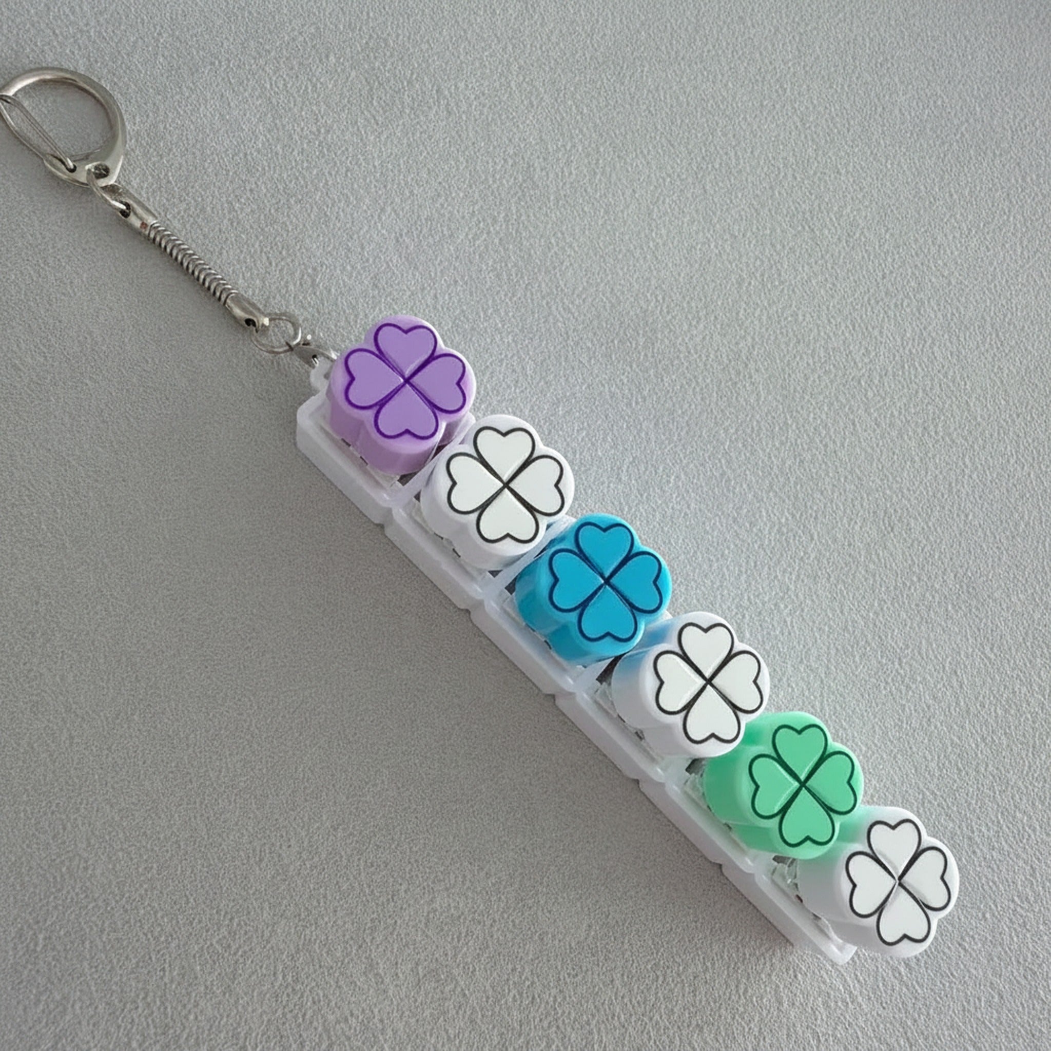 Clover Keycap Bar Keychain - Purple & Blue