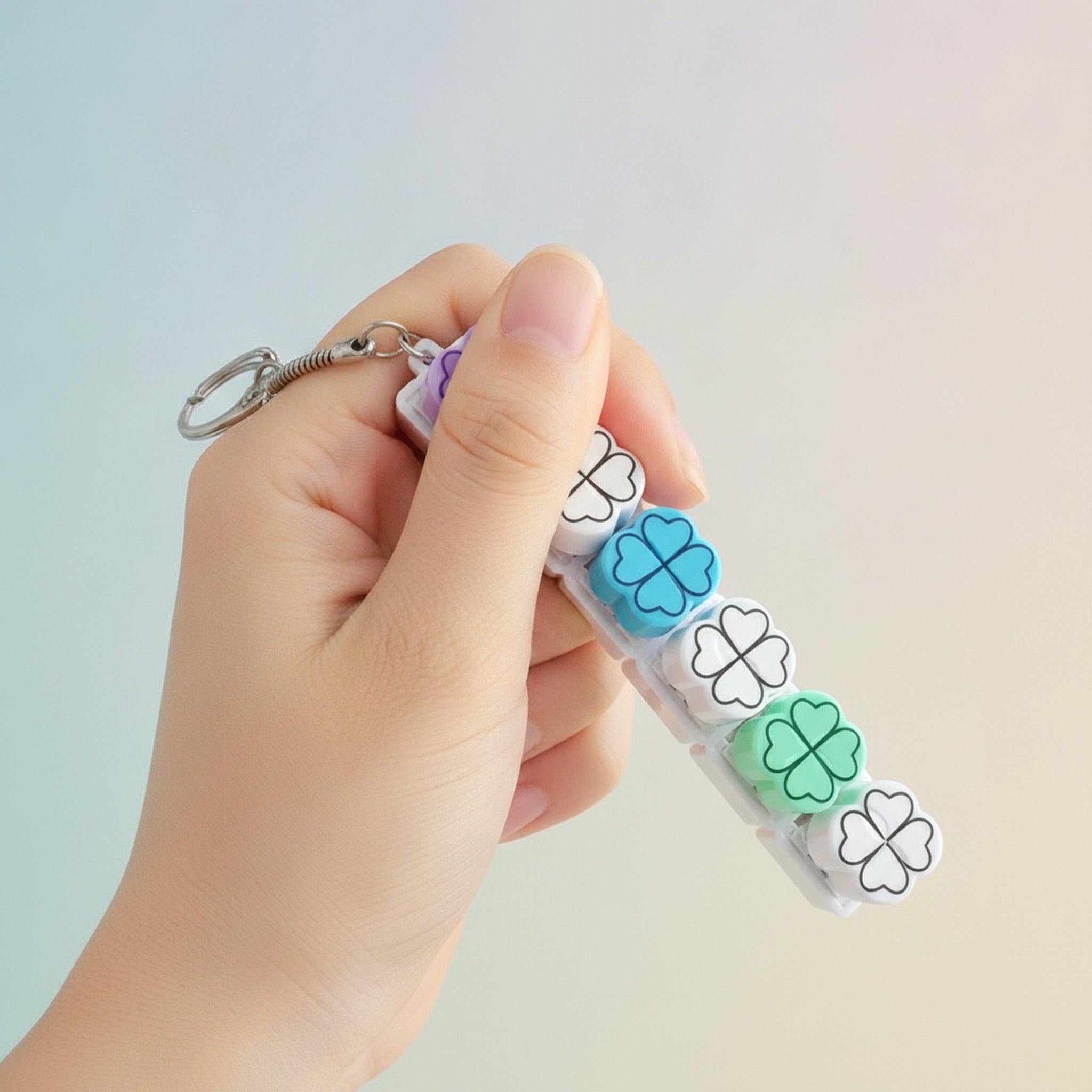 Clover Keycap Bar Keychain - Purple & Blue