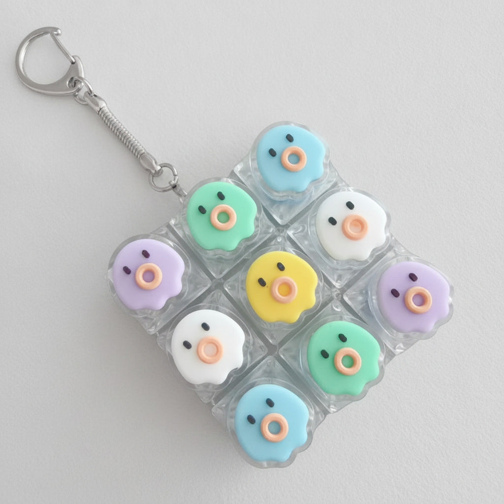 Pastel Animal Face Keycap Grid Keychain
