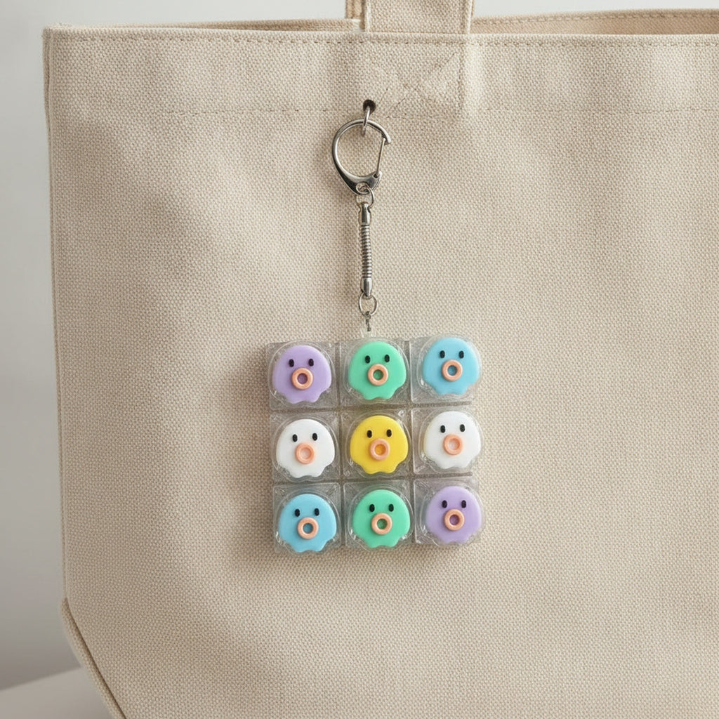 Pastel Animal Face Keycap Grid Keychain