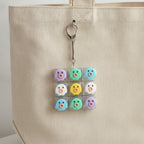 Pastel Animal Face Keycap Grid Keychain
