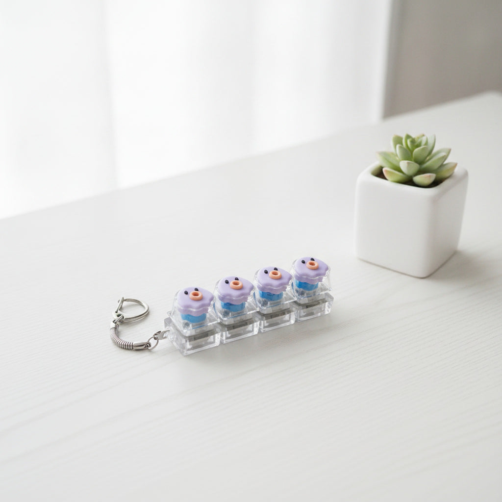 Purple Chick Keycap Keychain