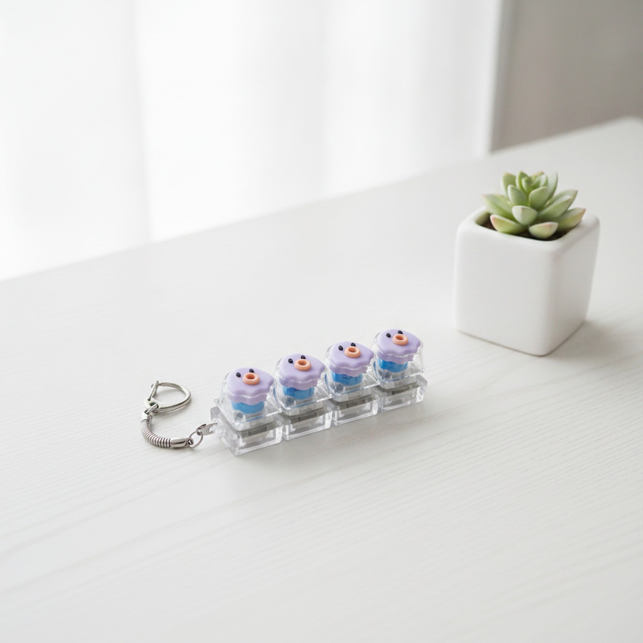 Purple Chick Keycap Keychain