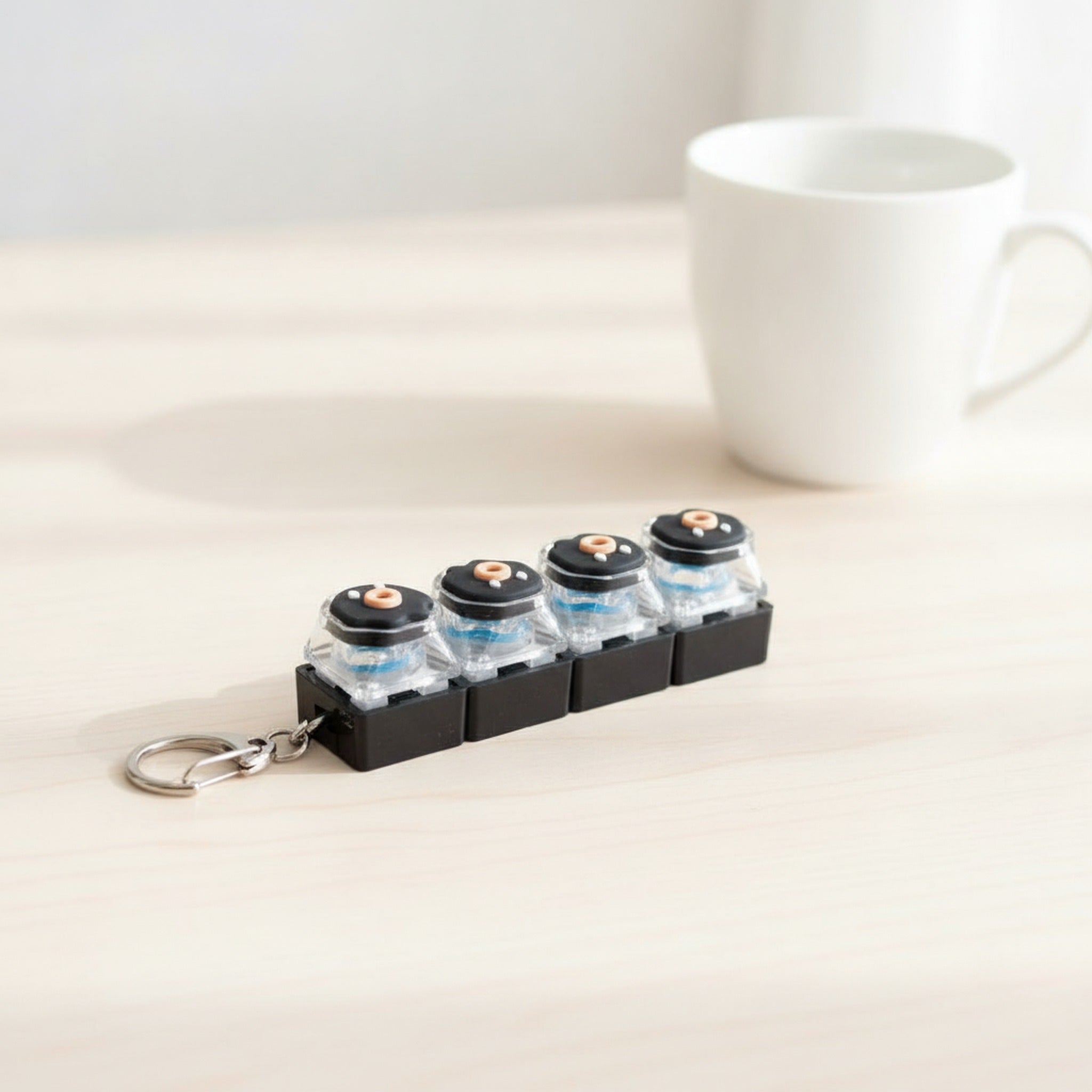 Black Flower Keycap Keychain