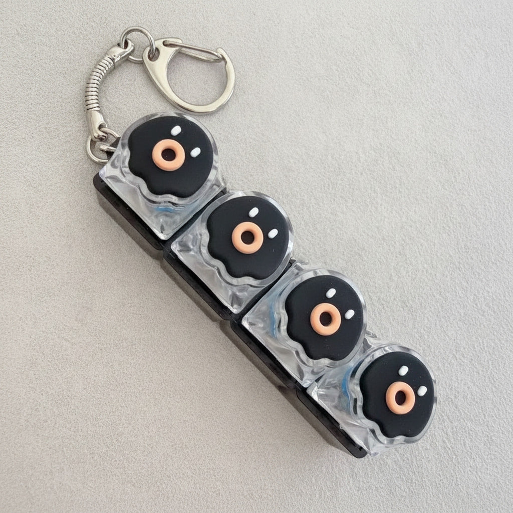 Black Flower Keycap Keychain
