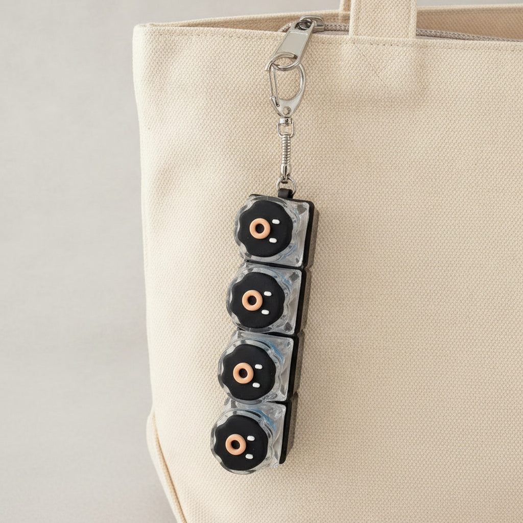 Black Flower Keycap Keychain
