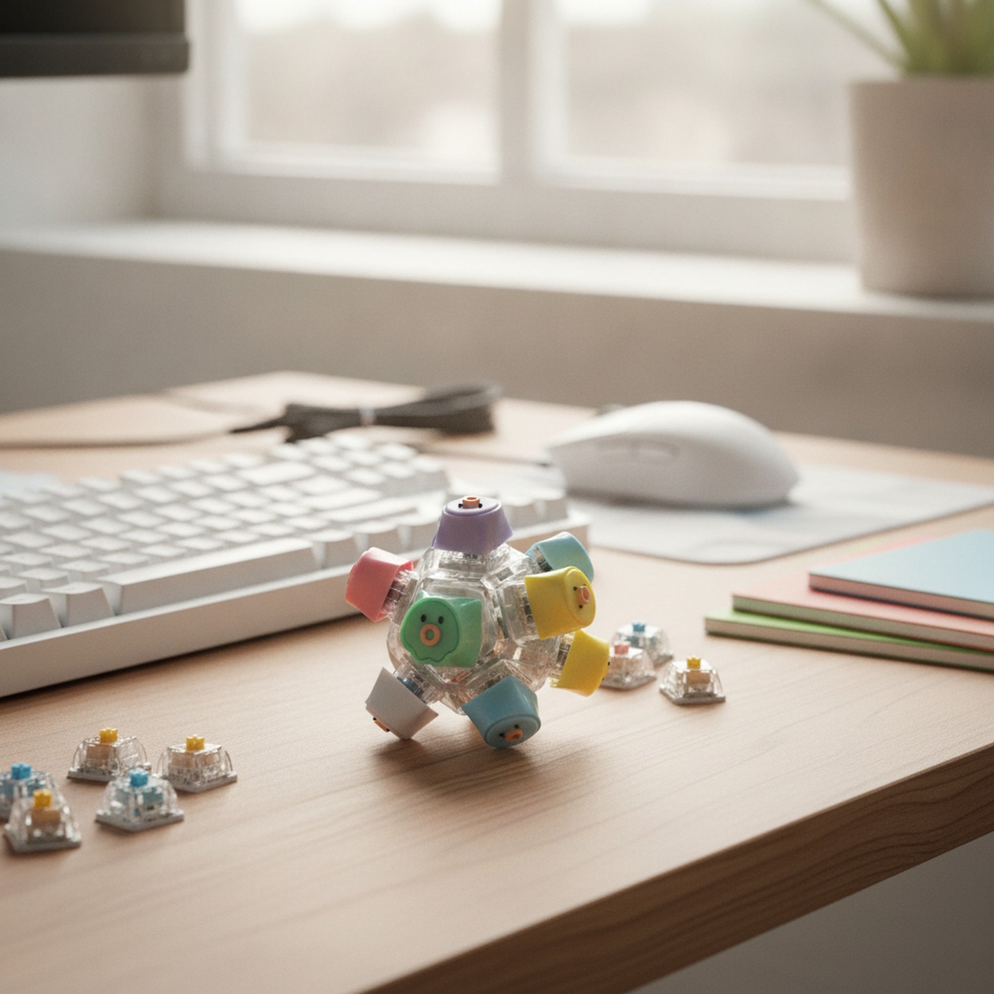 Rainbow Keycap Cluster Keychain