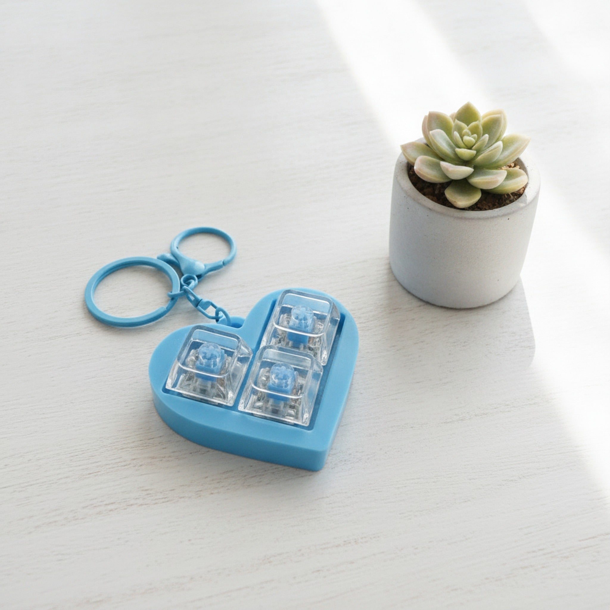 Blue Heart Keycap Keychain