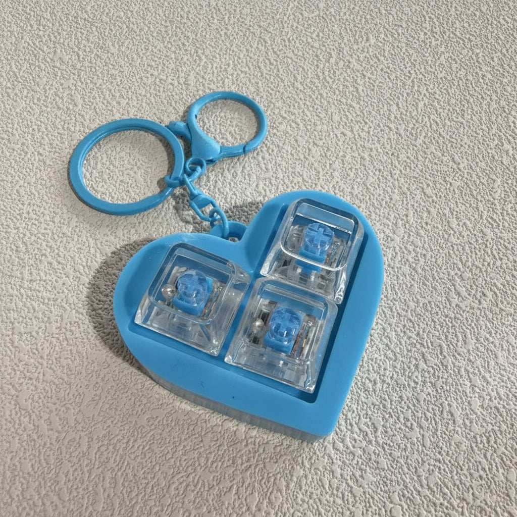 Blue Heart Keycap Keychain