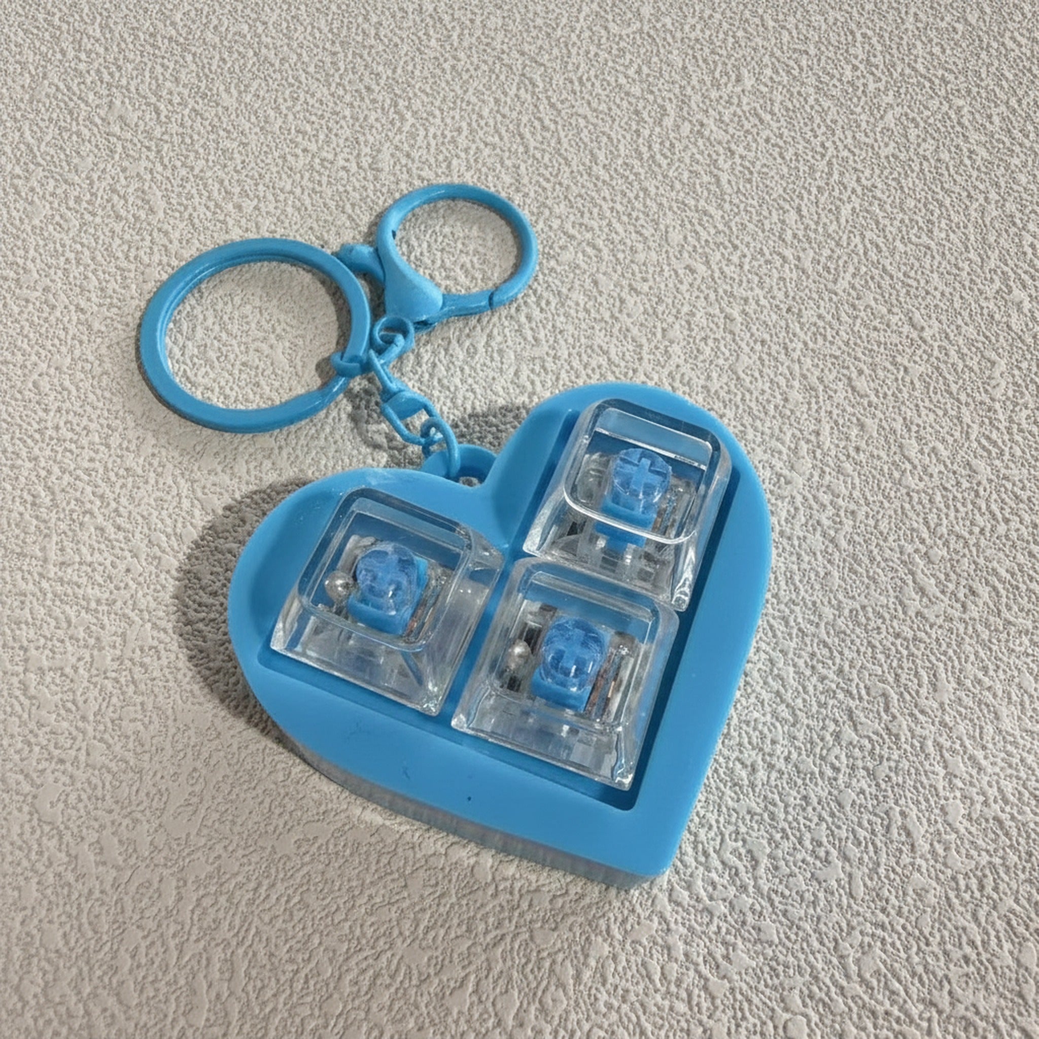 Blue Heart Keycap Keychain