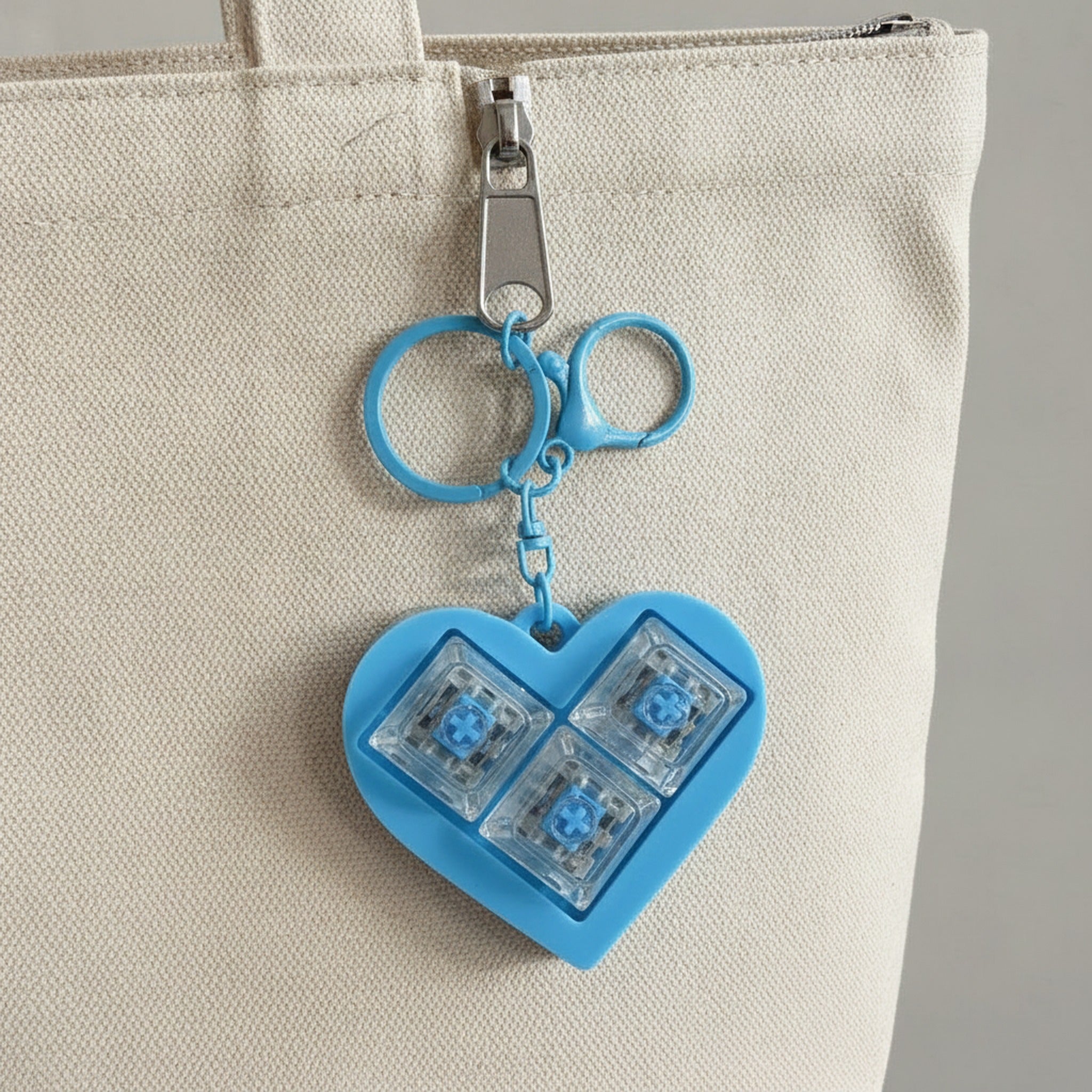 Blue Heart Keycap Keychain