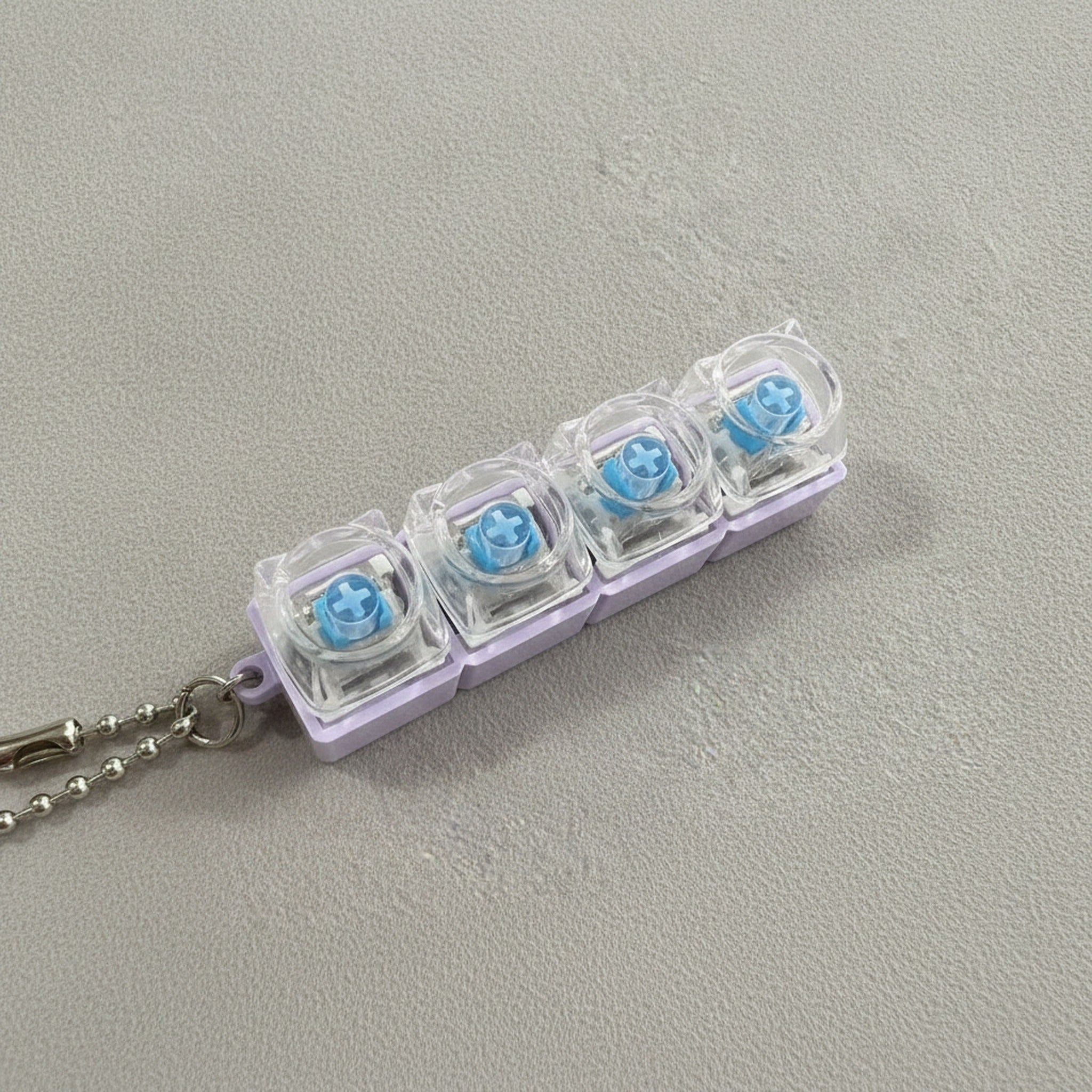 Clear Keycap Bar Keychain with Blue Switches