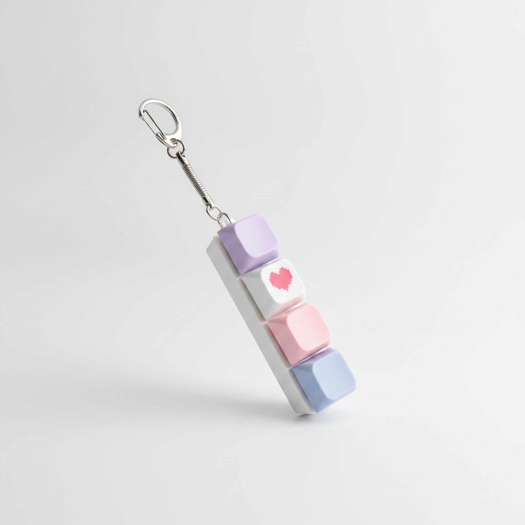 Lilac Heart Keycap Bar Keychain