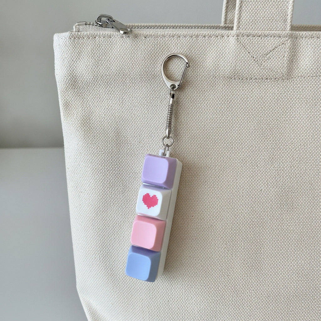 Lilac Heart Keycap Bar Keychain