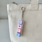 Lilac Heart Keycap Bar Keychain