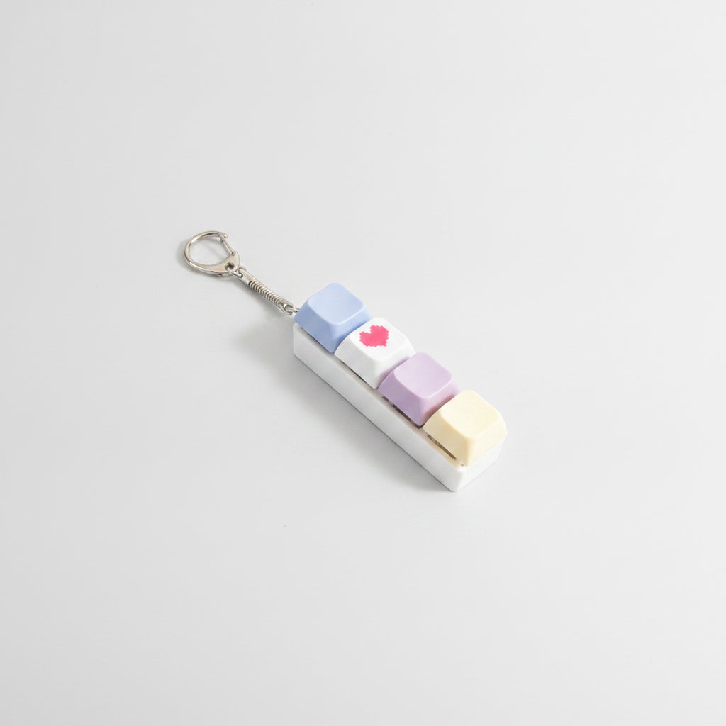 Pastel Heart Keycap Keychain
